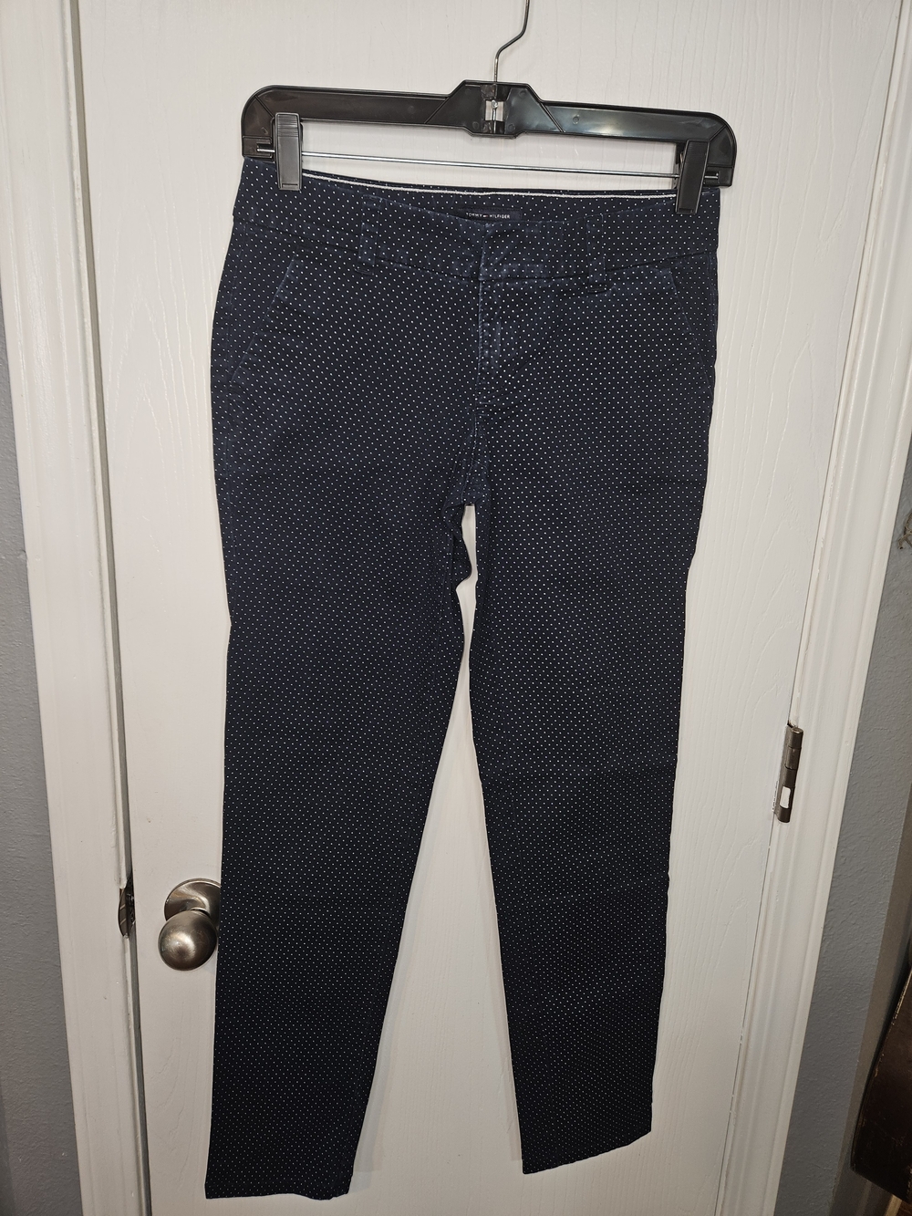 Tommy Hilfiger Navy W/white Polka Dots Stretch Slim Chino Pants